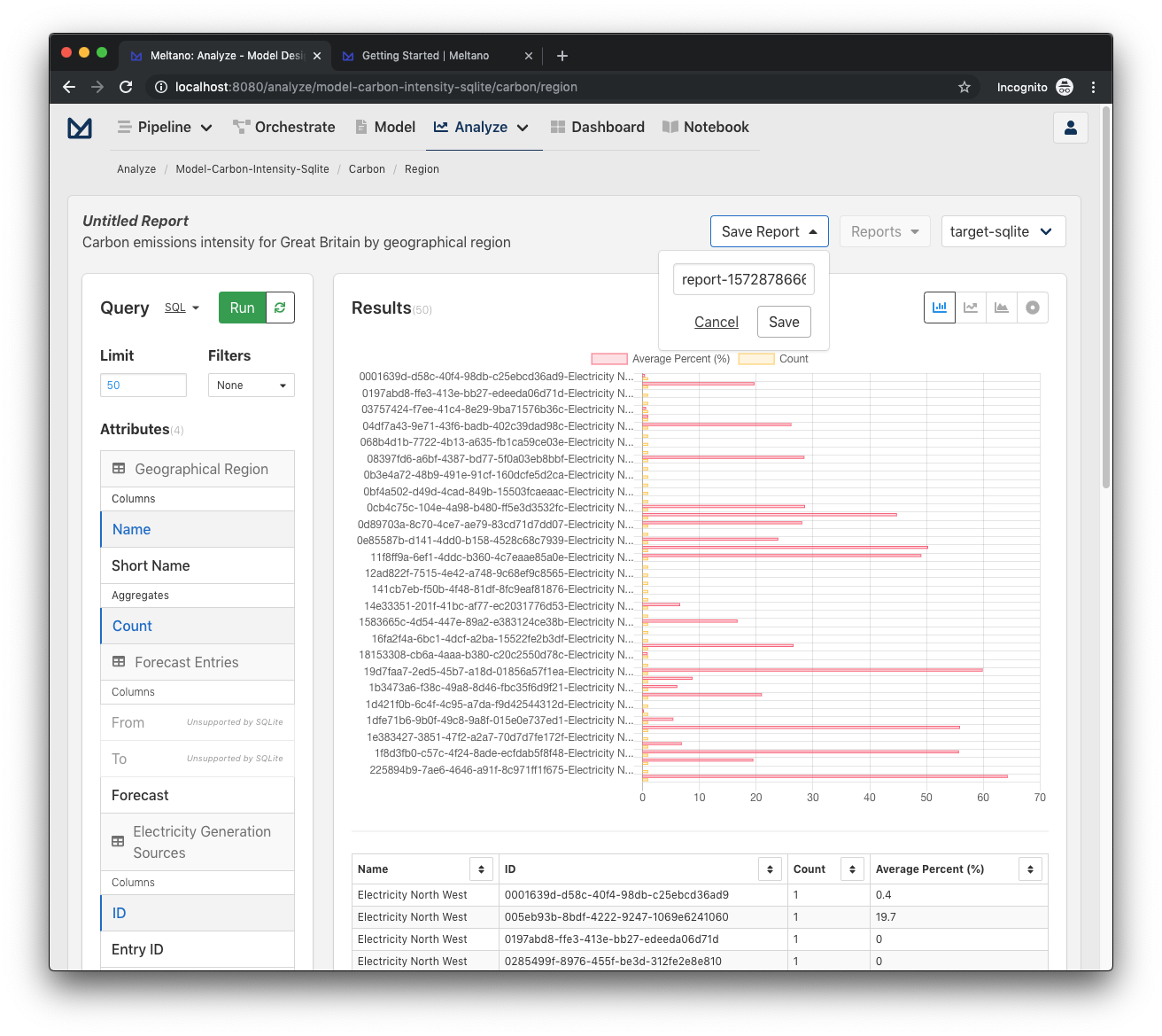 Save Report dialogue for naming the report you want to save